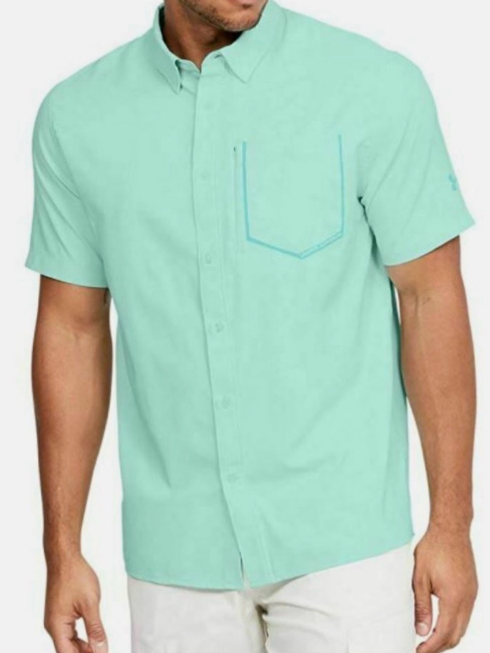 Under Armour Men's Mint Green Short-Sleeve Button-Down Shirt